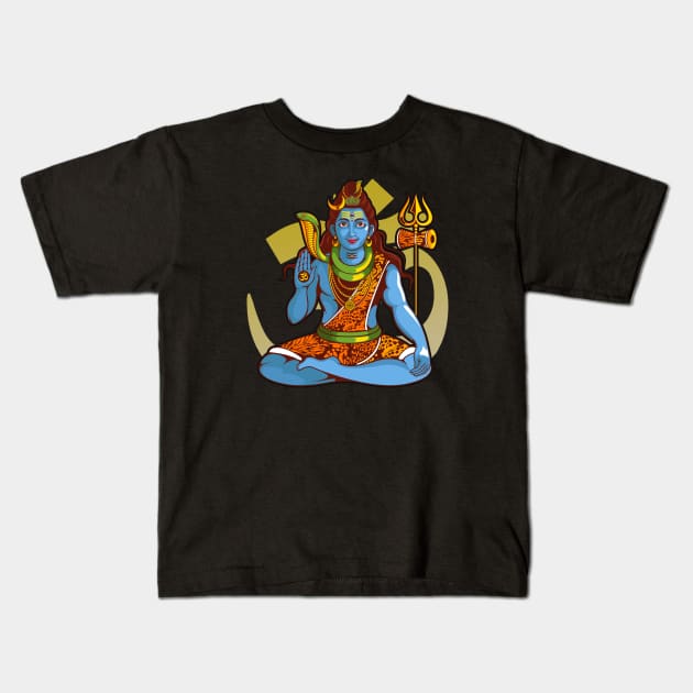 Shiva India Deity Kids T-Shirt by Foxxy Merch